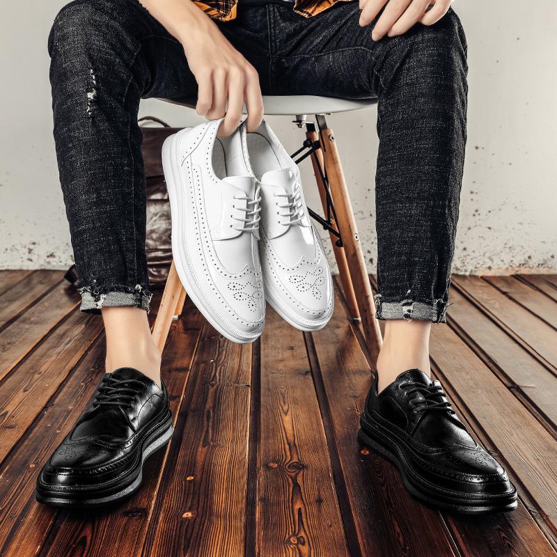 Chaussures Derby en cuir pour hommes, chaussures blanches à lacets, solides, simples, pour affaires, décontractées, pour fête, mariage, plates