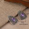 Vintage Ethnic Purple Zircon Pattern Hypoallergenic Women's Earrings Elegant Banquet Party Anniversary Jewelry Accessories