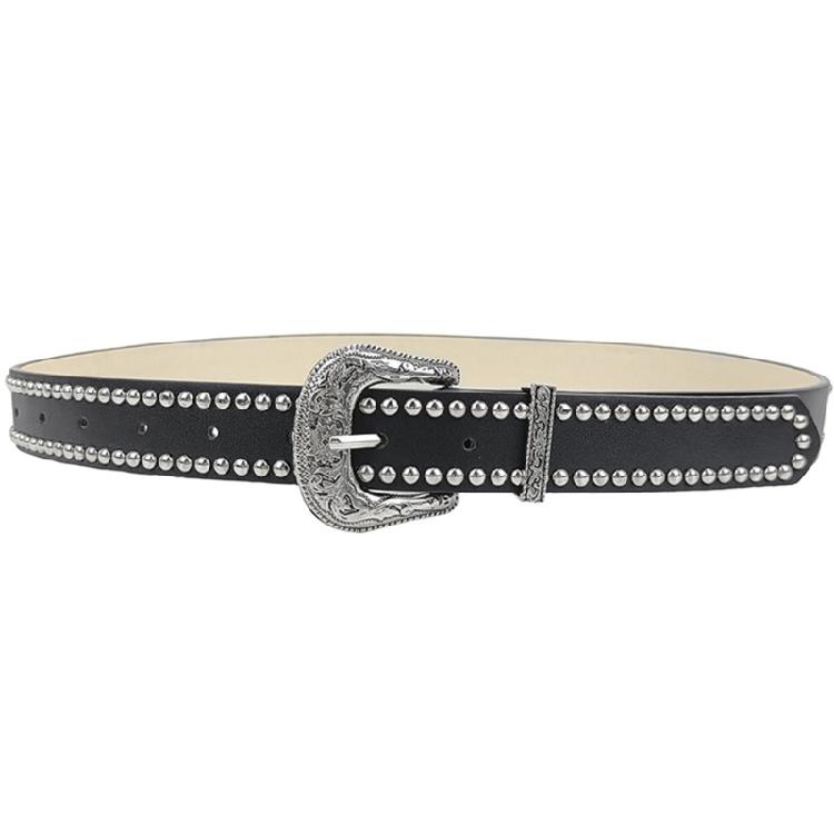 Popular Pin Buckle PU Leather Belt for Women All Matching Rivet Studded Waist Belt Fashion Waistband for Pants Jeans