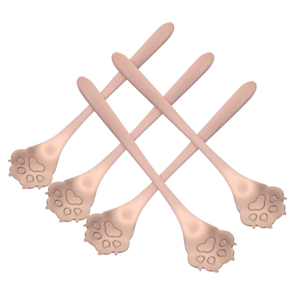 5Pcs Cute Paw Stainless Steel Spoon Versatile for Home Office Cafe Coffee Tea Dessert Stirring Enjoyable Coffee Spoon