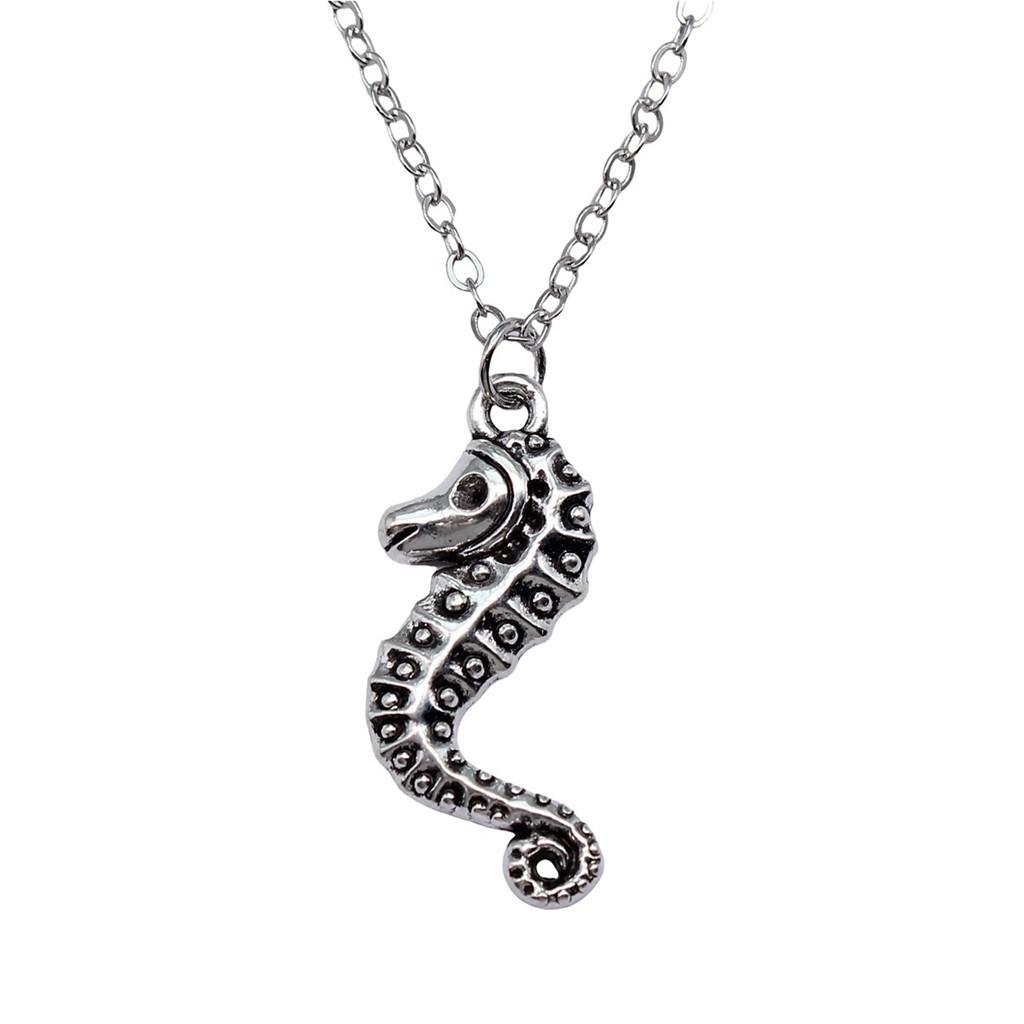 

Seahorse Charm Necklace Ocean Marine Life Pendant Beach Vacation Nautical Jewelry 43cm Chain A27-1pcs-29x13mm