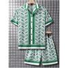 Casual Fashion Men's Short Sleeve Shirt Summer Short Sleeve Shirt and Beach Shorts Men's Set