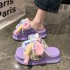 Fashion Kawaii 5.5CM Summer Women Weave Slippers Platform Shoes Mules Flip Flops Candy Color Sandals Flat Casual Soft Cute Outdoor Shoes
