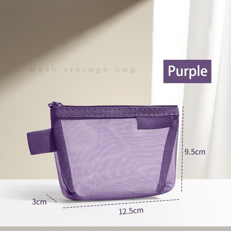1PC Portable Mini Zipper Mesh Storage Bag New Coin Purse Small Square Mesh Coin Purse Travel Storage Carry Pouch with Zippered