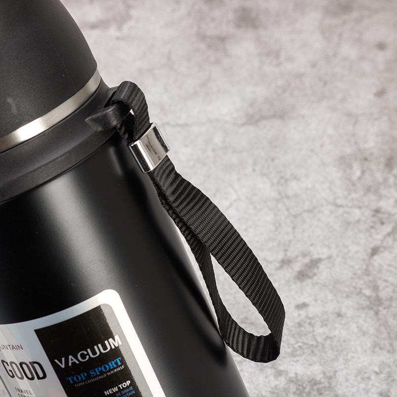 Bouteille d'eau de sport isotherme en acier inoxydable 304 de grande capacité avec cordon - Tasse cadeau portable pour l'extérieur