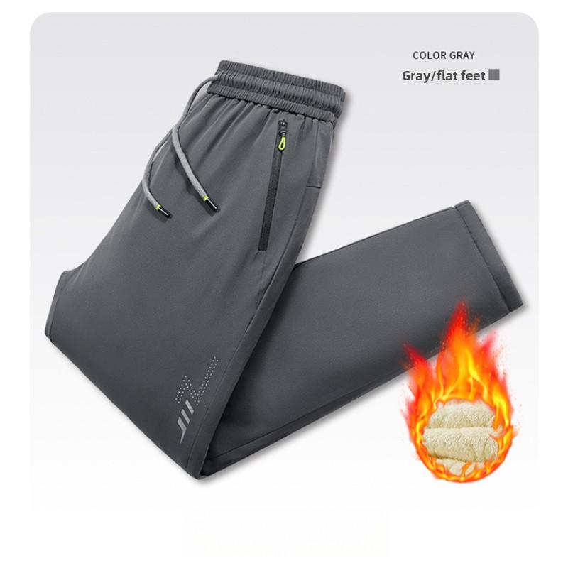 Winter Fleece-Lined Thickened Men's Casual Pants Windproof Warm Jogger Pants Loose Lamb Wool Cold-Proof Cotton Pants