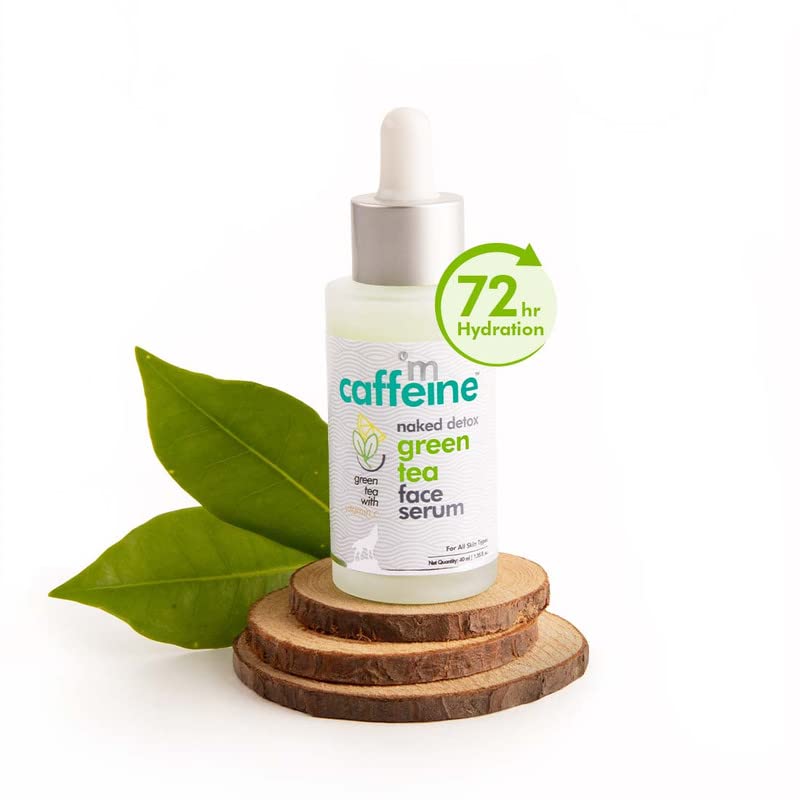 mCaffeine Green Tea Hydrating Face Serum for Glowing Skin with Vitamin C & Hyaluronic Acid | Reduces Dark Spots, Pigmentation & Prevents Sun Damage