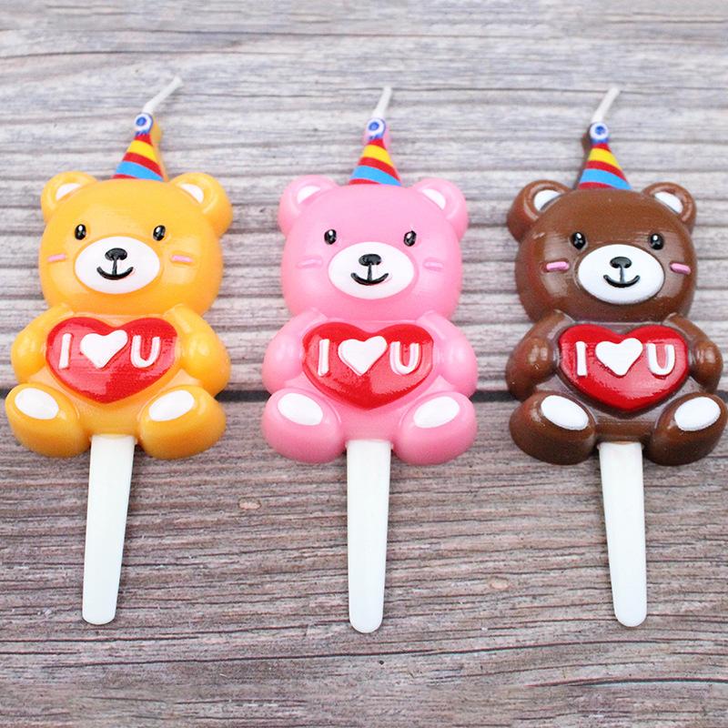 New Three-dimensional Hug Bear Birthday Candle Ins Korean Style Children's Cute Teddy Cute Pet Cake Decoration Candle