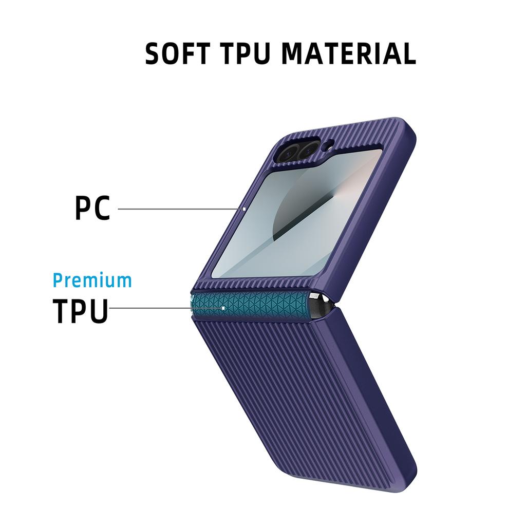 Carcasă pentru Samsung Galaxy Z Flip6 5G Stil Dungi Carcasă Dură din PC pentru Telefon cu Folie pentru Ecran/Obiectiv