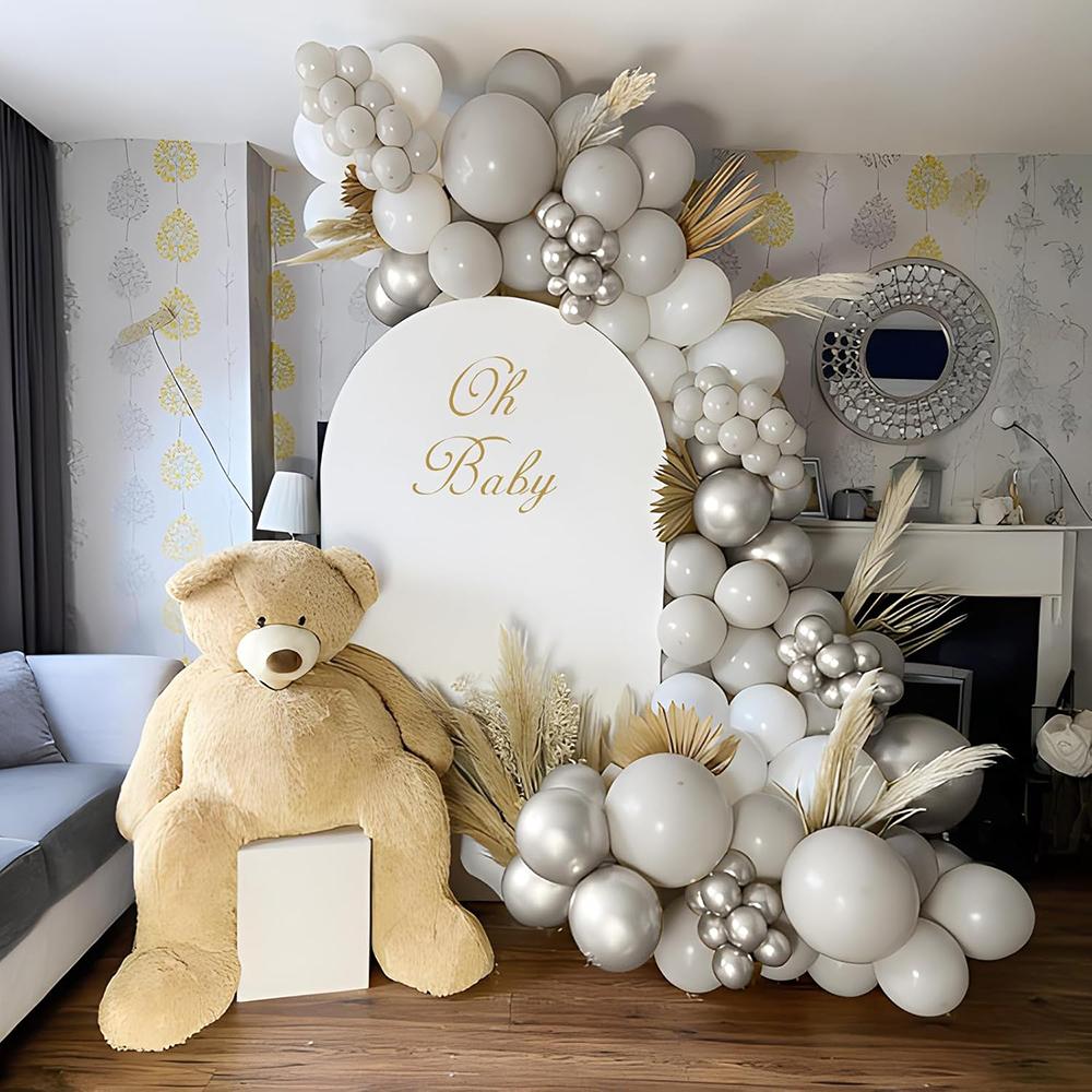 Grey Balloons Garland White Sliver Ballon Arch Kit Wedding Engagement Anniversary Bridal Shower Birthday Party Decoration Globos