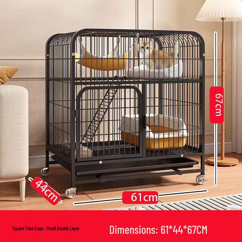 Large Double-Layer Indoor Cat Villa: Space-Saving, Portable Cage with Nest