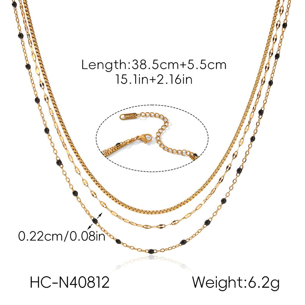 Three Layer Titanium Steel French Vintage Necklace Minimalist Design Collarbone Chain Long Lasting Jewelry