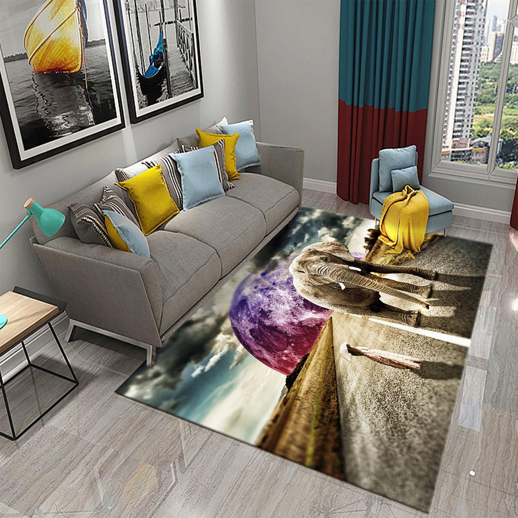 African Elephant Carpet African Animal Rugs for Living Room Bedroom Dining Kitchen Office Bathroom Non-Slip Large Decor Carpet