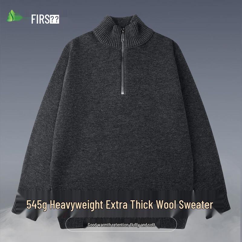 

FIRS Men s Heavyweight Wool Blend Half-Zip Mock Neck Sweater XL