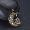 Kinitial Vintage Charm Muslim Crescent Moon Pendant Necklace For Women Men Retro Viking Slavic Amulet Necklace Jewelry Colar