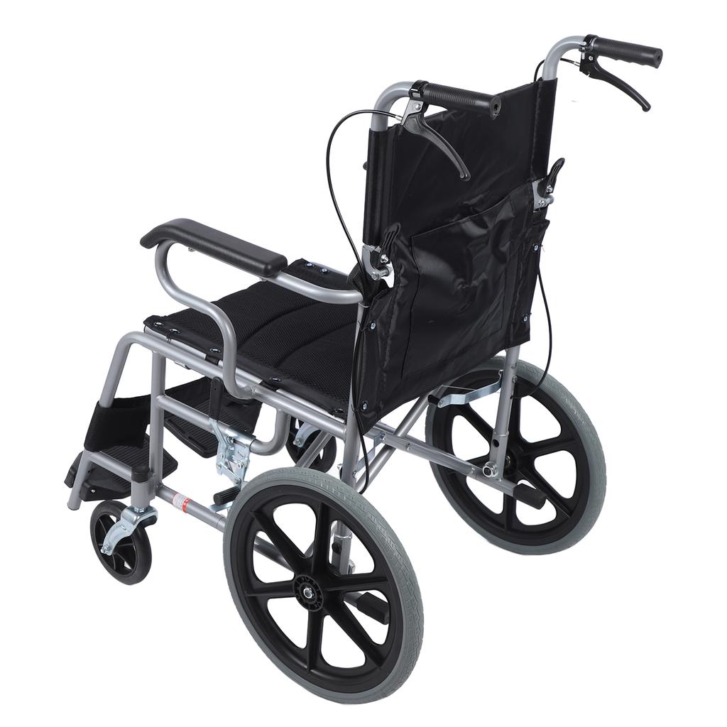 Folding Wheelchair Portable Breathable Cushion Senior Lightweight Wheelchair with Brake for Indoor Outdoor Hospital Home