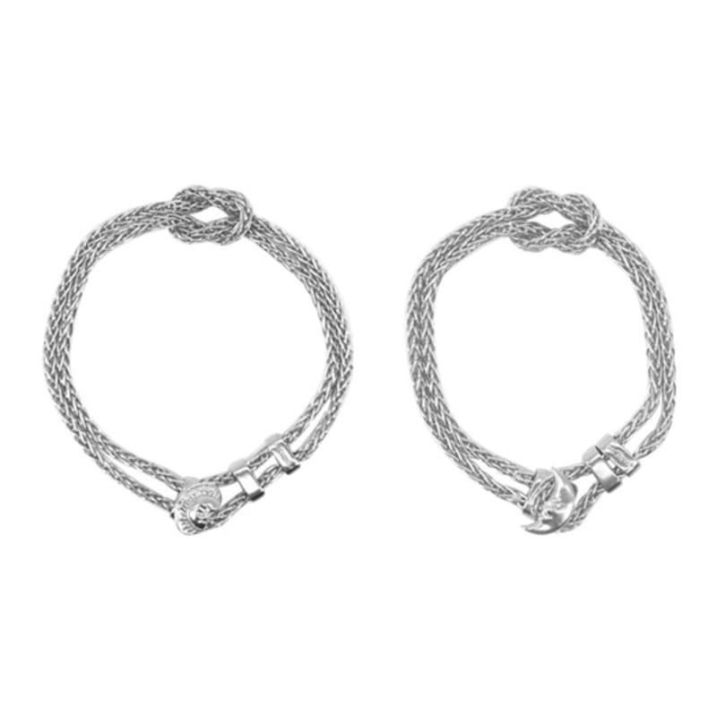 

Aphrose Sea Otter Face Pendant Knot Chain Bracelet (Silver) Moon_19cm