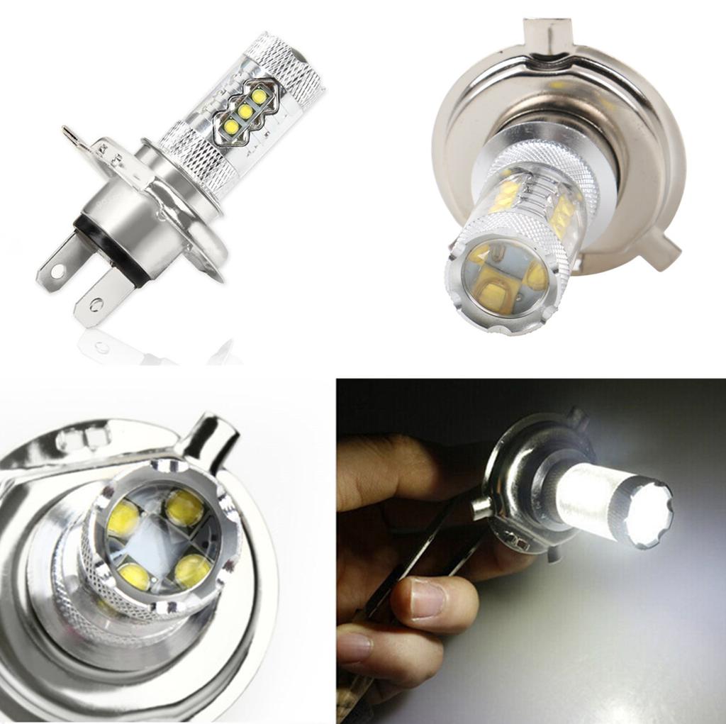 H4 80W Super Bright COB LED ATV Motorcycle Headlight Hi/Lo Beam Front Light Bulb