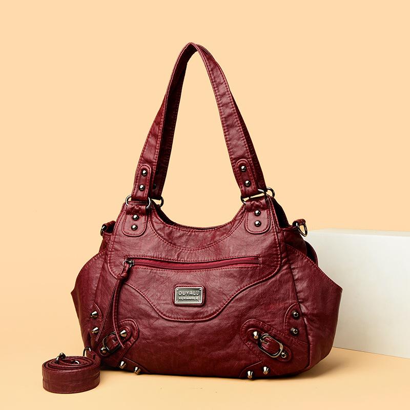 Retro-style Shoulder Bag with Studded Details, High-quality Crossbody Bag, Large Capacity, Solid Color Handbag for Women.