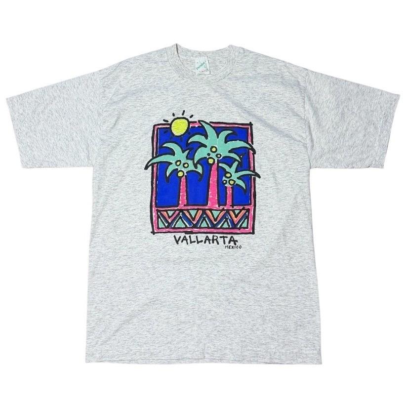 Vintage 80s Panchos Vallarta Mexico Palm Tree Beach Graphic Art Souvenir T-shirt L