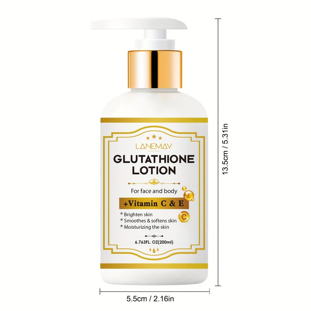 LANEMAY Lotion s glutathionem s vitamíny C a E - Rozjasňující a hydratační péče o obličej a tělo, Vhodná pro suchou, hrubou a popraskanou pokožku