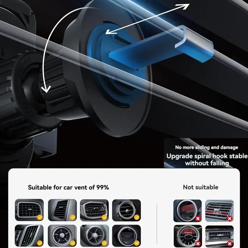 Xiaomi Car Unicersal Air Vent Electric Rotating Opening Closing Phone Holder 15W Wireless Charger Dual Coil Smart Phones Fast Charging