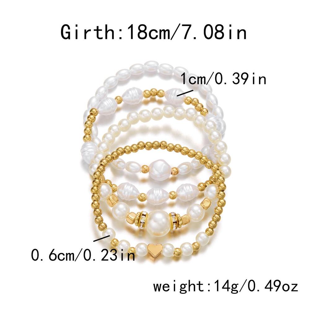 Trendy Hand-Woven Rice Bead Pearl Bracelet Set for Women