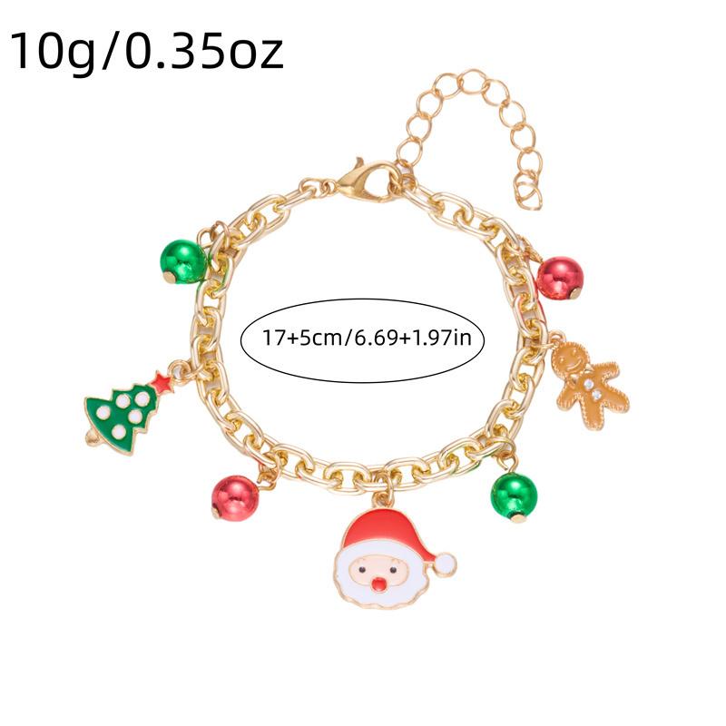 Christmas Santa Claus Snowman Tree Pendant Bracelet For Women Girls Exquisite Christmas Party Bracelet Jewelry Adjustable Gift