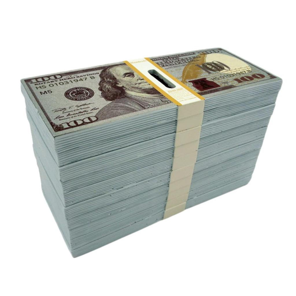 US dollar 100,000 dollar stacks of bills coin bank piggy bank