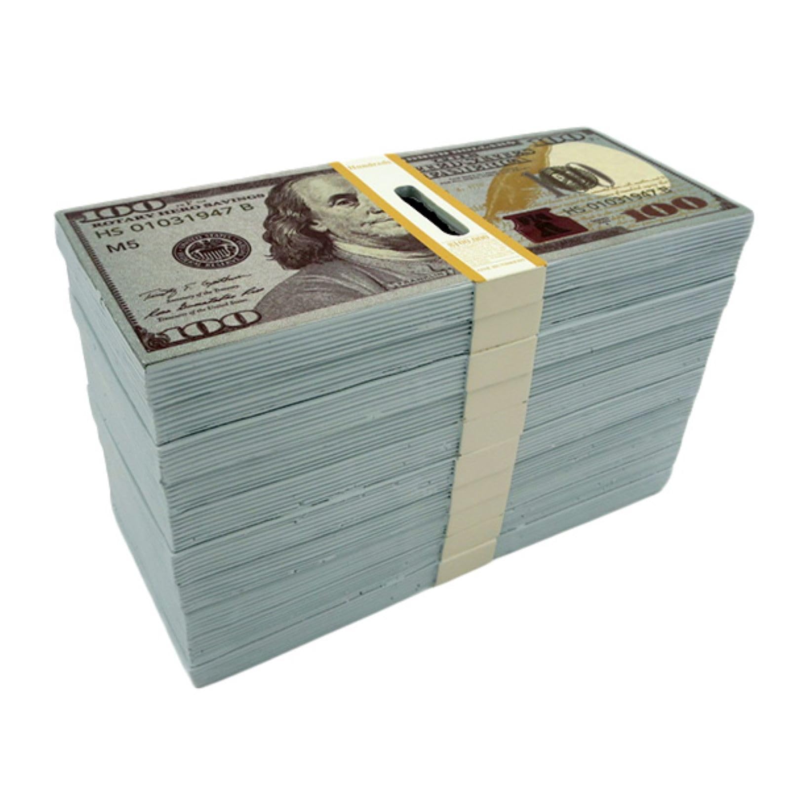 

US dollar 100,000 dollar stacks of bills coin bank piggy bank