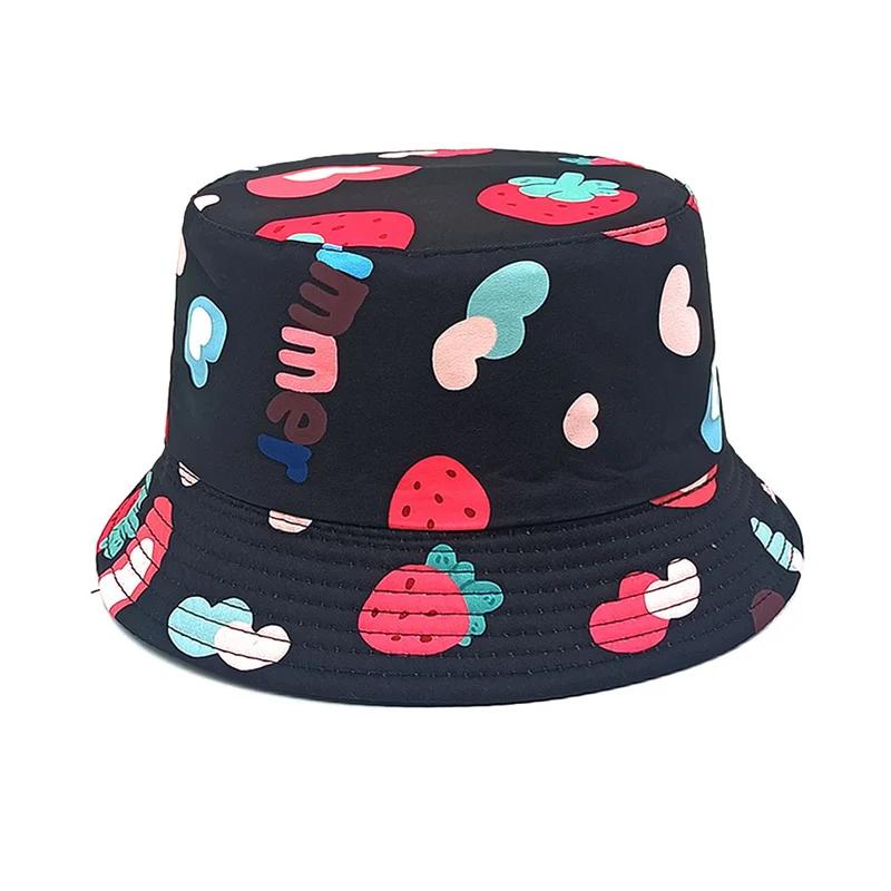 Spring And Summer Polyester Cartoon Print Bucket Hat Outdoor Travel Sun Cap For Boy And Girl 105