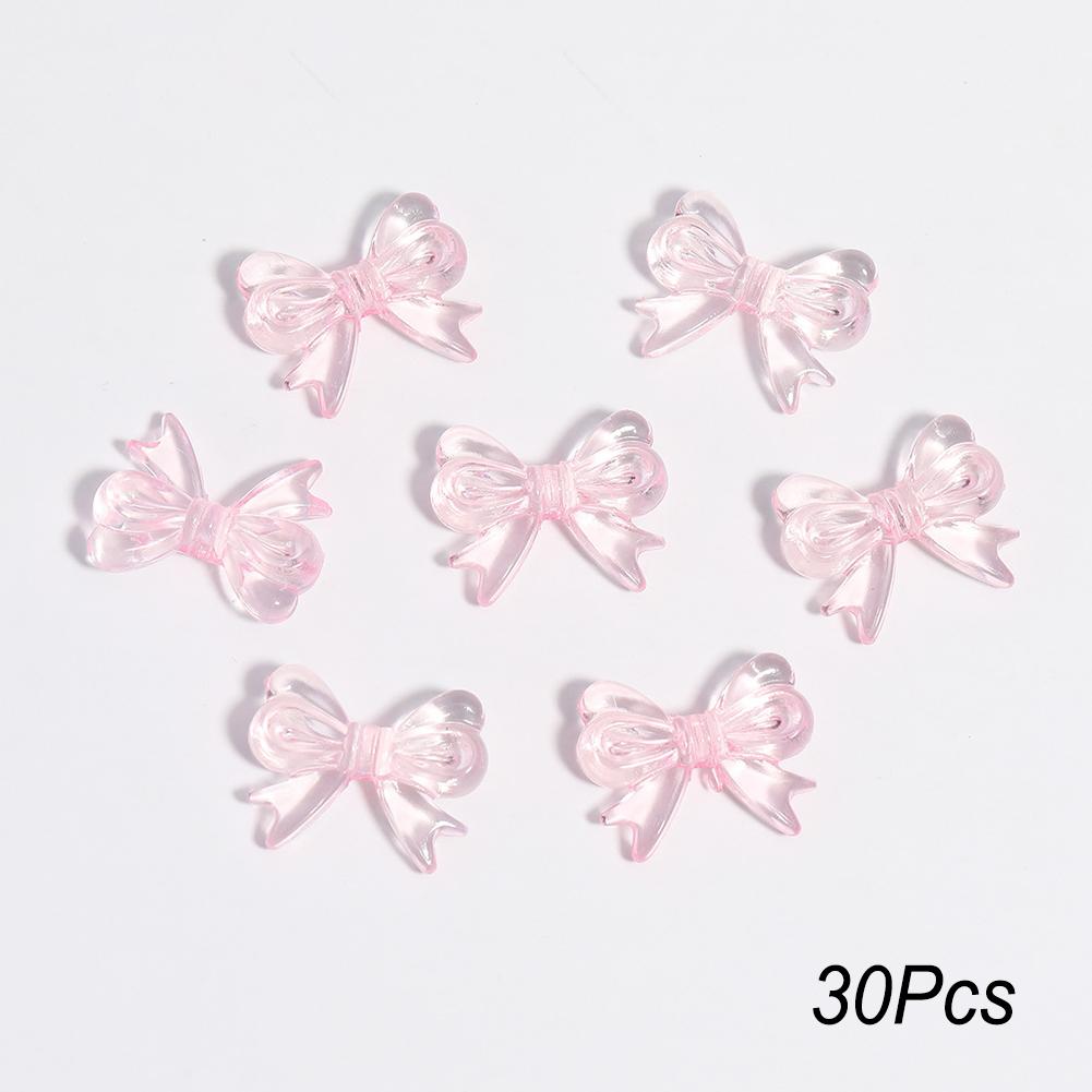 30Pcs Multicolor Transparent Acrylic Bowknot Beads For DIY Bracelet Earring Keychain Daliy Jewelry Supplies