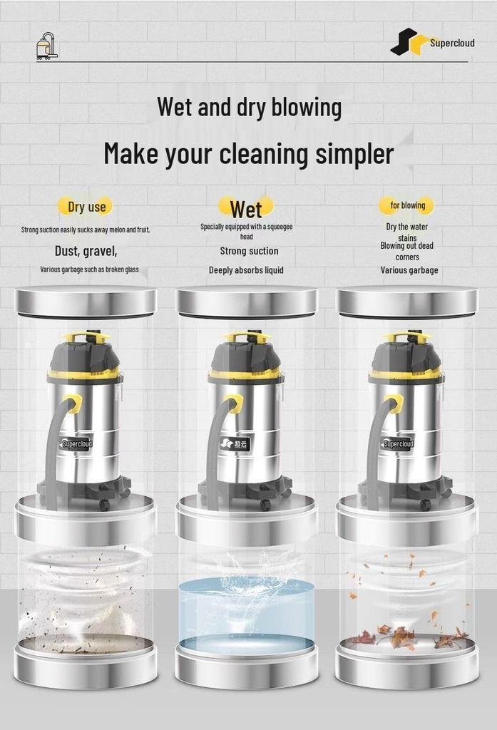 High-Suction Dual-Use Vacuum: Ideal for Home Renovation, Car Wash, Initial Cleaning, and Grout Cleaning.