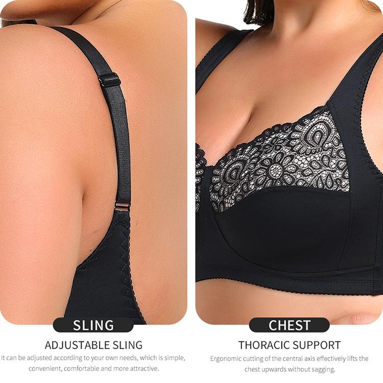 Wireless Oversized Lace Full Cup Bra, Plus Size Large Bust Comfortable Everyday Lingerie for Women