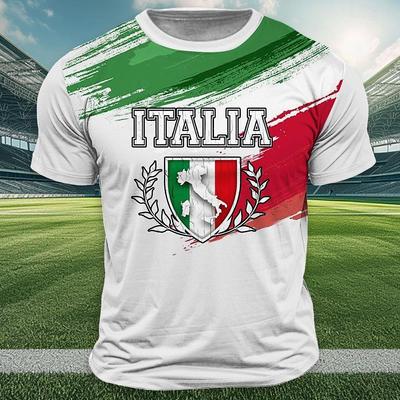 Magliette con Stampa Bandiera Nazionale Italiana Estate Outdoor Maglia Top Sportivi Casual Girocollo Manica Corta Moda Magliette da Uomo