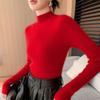 Women's Angora Red Slim-Fit Cashmere Sweater: New Autumn/Winter Style, Thickened Half-High Collar.