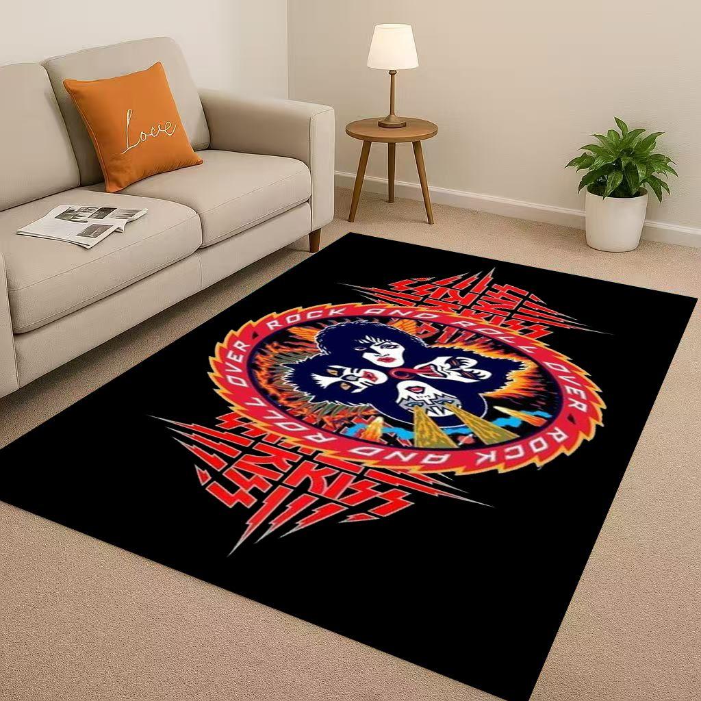 HD Kiss Rock Heavy Metal Band Gene Simmons Wohnzimmer Rutschfester Teppich für Schlafzimmer Spielzimmer Sofa, Heimdekoration Fußmatte