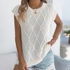Women Tops Round Neck Sleeveless Loose Fit Knitting Vest Twist Texture Pure Color Versatile Casual Vest Work Party Vacation Office Wear