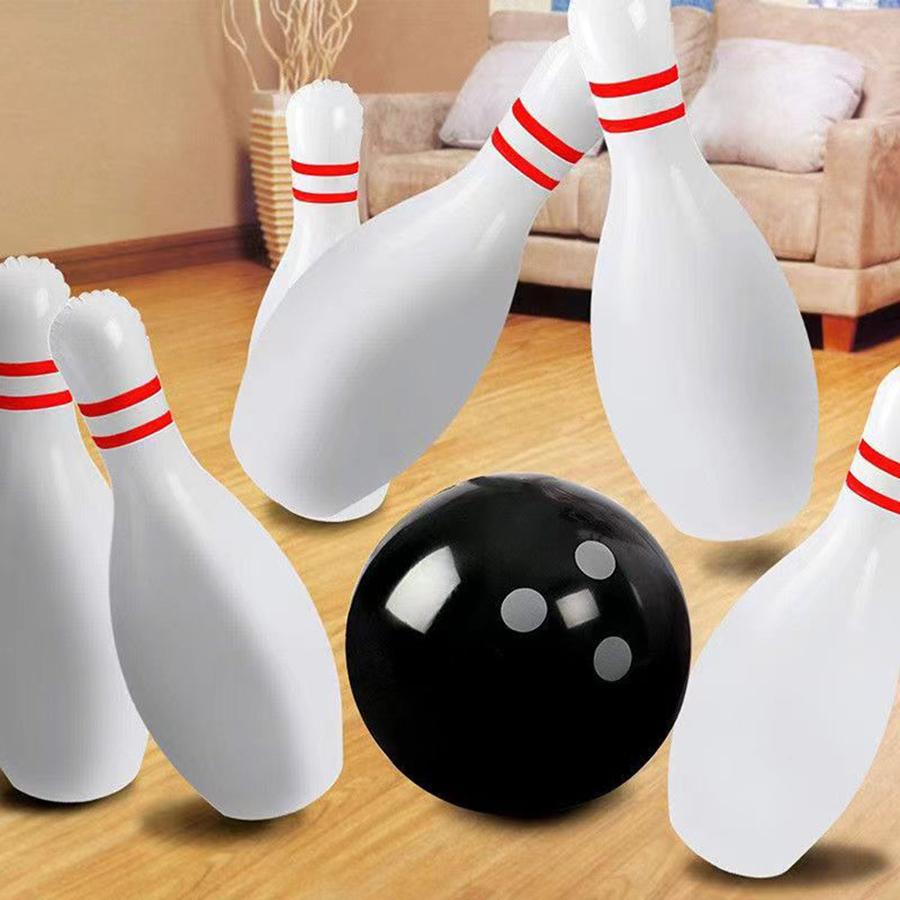 10pcs 16cm White Bowling Pin with 2pcs 7cm Black Bowling Ball Creative Indoor Floor Ball Games Famliy Party Interactive Fun Game