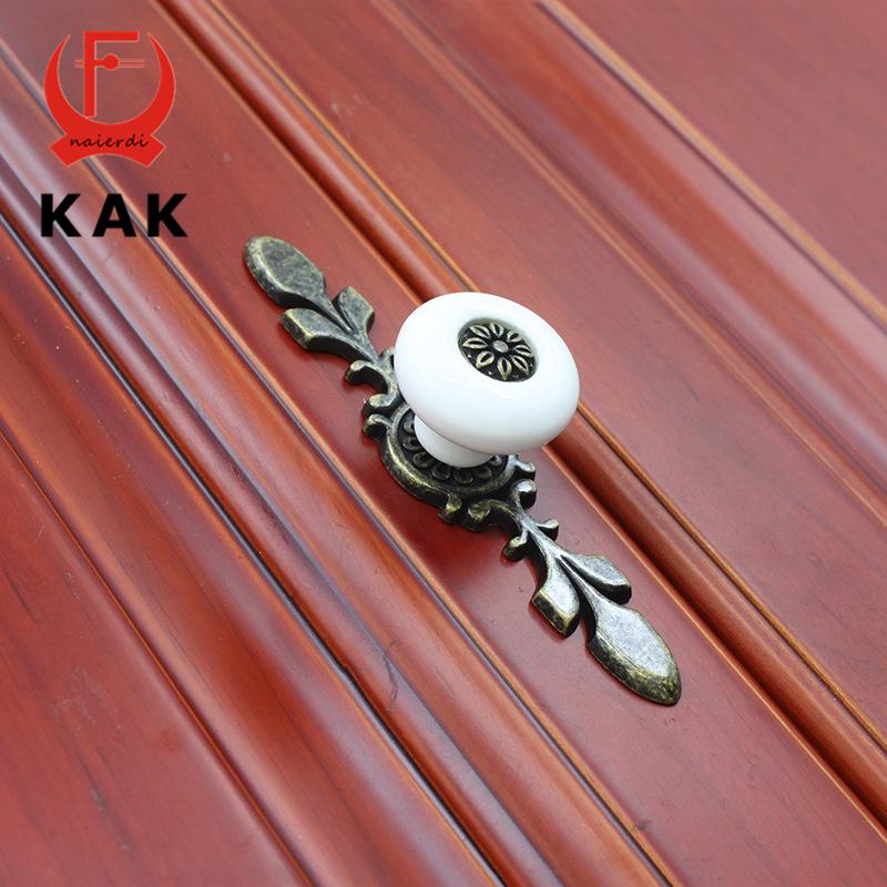 KAK Antique Bronze Ceramic Drawer Knobs Cabinet Cupboard Handles European Style Knobs Single Hole Handles Furniture Hardware
