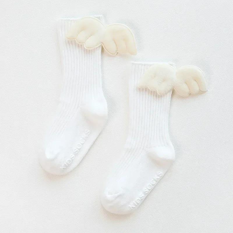 Newborn Sock Anti-slip Creative Wings Silicone Non-Slip Baby Knee Length Sock Mid Tube Children's Angel Floor Socks for Toddler