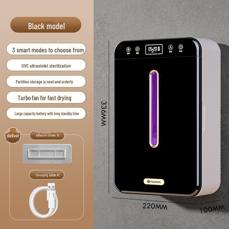 

Высококачественный настенный стерилизатор для палочек для еды и ящик для хранения со встроенной сушкой чёрный