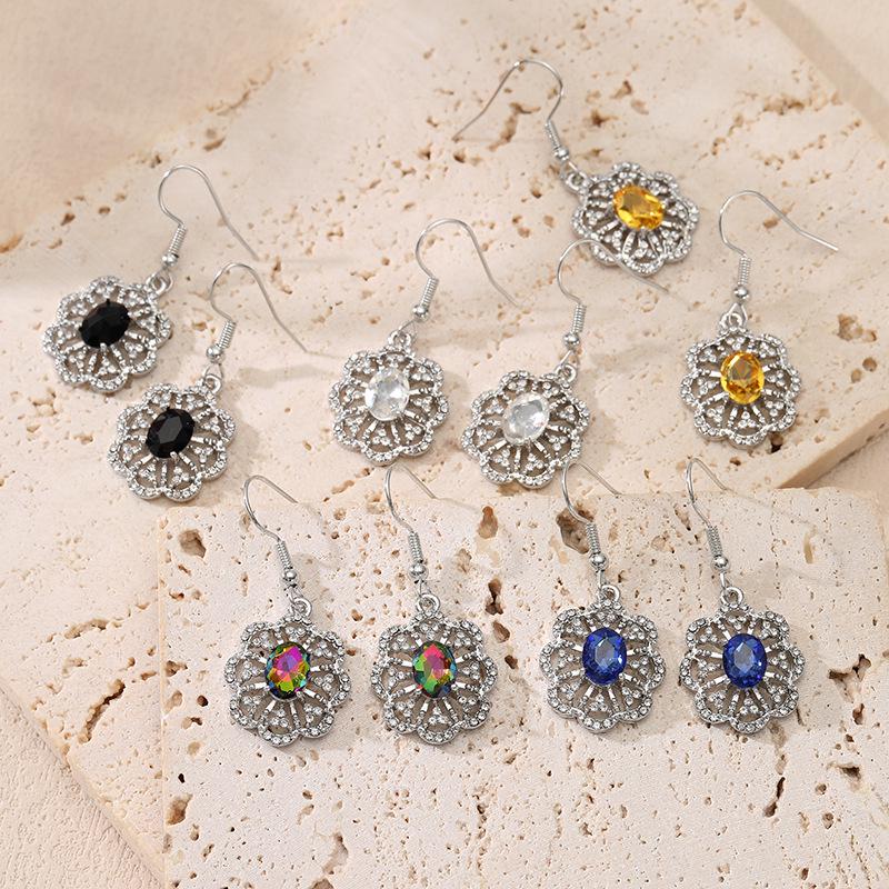 

High-End Rhinestone Zircon Floral Earrings: Versatile Luxury for Ladies