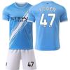 25-26 Manchester City thuistenue, fanversie, shirt met korte mouwen voor kinderen, maat 47 Forden nr.. 9 Haranddoku