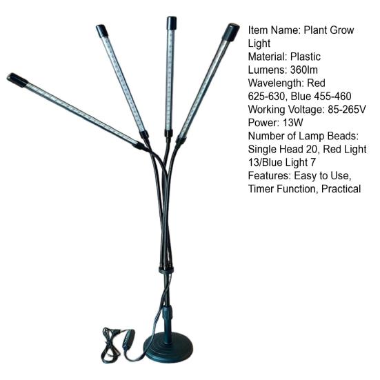 Indoor Plant Grow Light with 360-degree Gooseneck Adjustable Height Timer Function