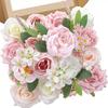 Artificial Flower Combination Box Set, Pink Silk Artificial Rose Bride Bouquet for Outgoing/Indoor DIY Center Piece Flowers for