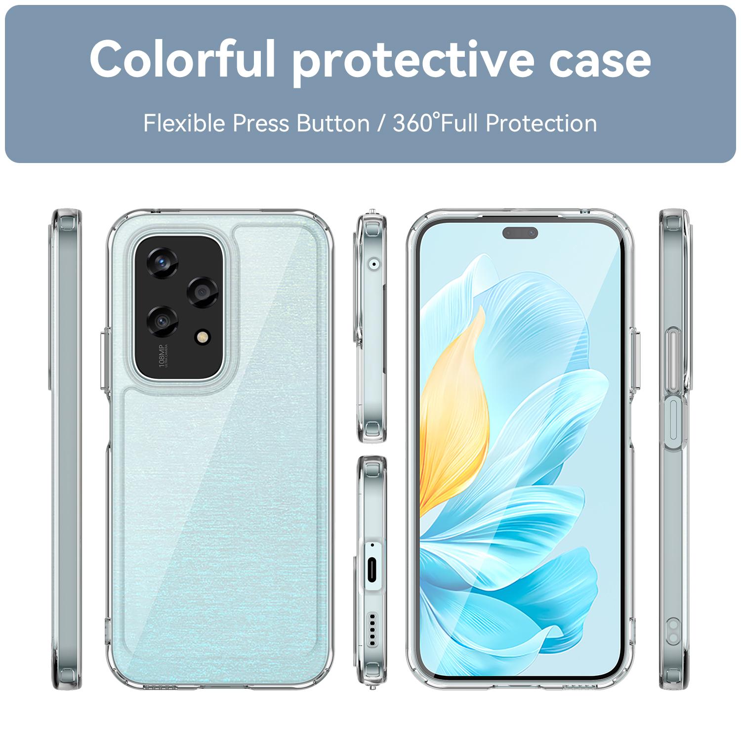 

For Honor 200 Lite Clear Case WANLONFENG FM Series TPU Phone Back Cover (Big Lens Hole) Black