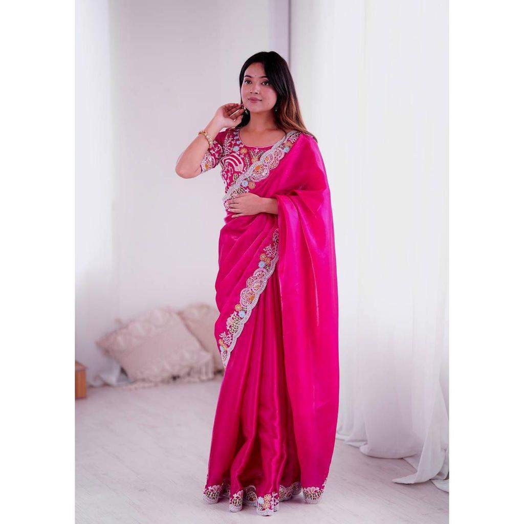 Beautiful Saree Is Elegantly Decorated That Gives a Perfect Look To the Outfit. Blouse (Need To Be Stitched As Per Size And Fit)