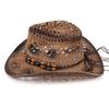 Beads Western Cowboy Hat Wide Brim Cowgirl Visor Cap Classic Sun Hat  Travel
