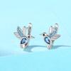 European and American bird stud earrings, exquisite and small inlaid zircon jewelry, daily wear jewelry